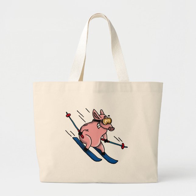 Bolso De Tela Gigante skiing pig (Frente)