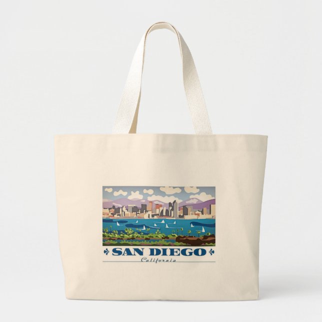 Bolso De Tela Gigante Skyline de San Diego (Frente)