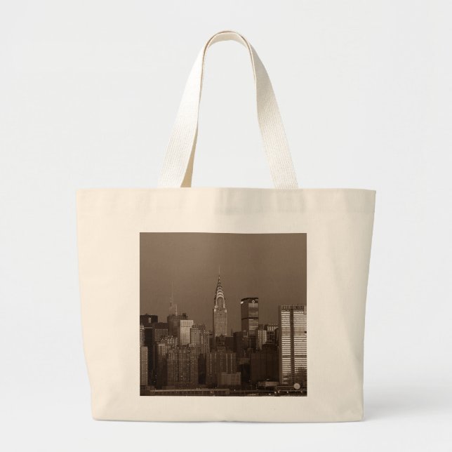 Bolso De Tela Gigante Skyline Sepia New York (Frente)