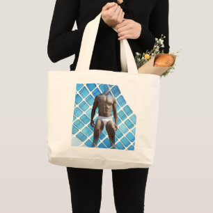 Bolso De Tela Gigante SlipperyJoe hombre muscular seis empates abs macho