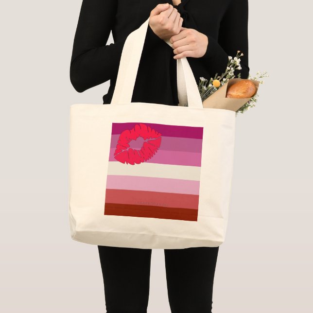 Bolso De Tela Gigante SlipperyJoe lipstick bandera de orgullo lesbiana f (Anverso (producto))