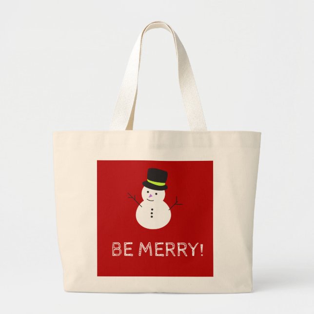 Bolso De Tela Gigante Snowman Be Merry (Frente)