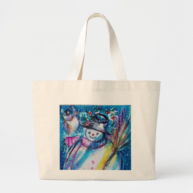 Bolso De Tela Gigante SNOWMAN CON OWL Winason (Frente)
