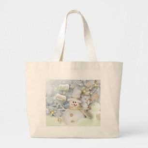 Bolso De Tela Gigante Snowman de invierno frío