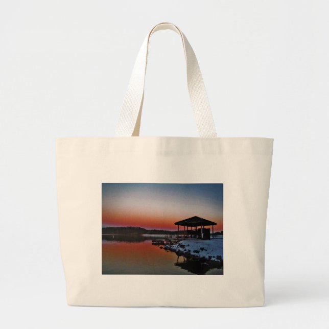 Bolso De Tela Gigante Snowy Sunset at Lake Arrowhead (Frente)