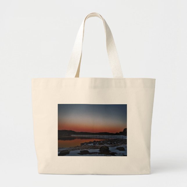 Bolso De Tela Gigante Snowy Sunset en Lake Arrowhead (Frente)