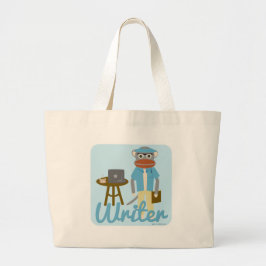 Bolso De Tela Gigante Sock Monkey Writer Personalizado Art Fun Style