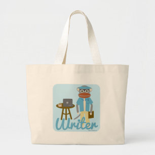 Bolso De Tela Gigante Sock Monkey Writer Personalizado Art Fun Style
