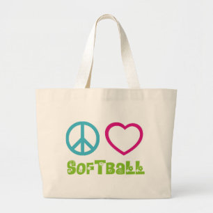 Bolso De Tela Gigante Softball del amor de la paz