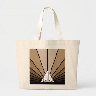 Bolso De Tela Gigante Sol Art Déco en bronceado