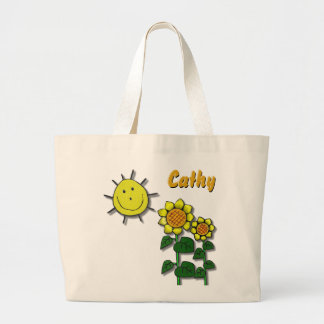 Bolso De Tela Gigante Sol feliz y girasoles
