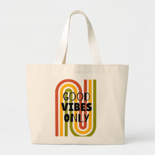 Bolso De Tela Gigante 'Sólo Buenas Vibraciones' Arcoíris Retro