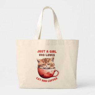 Bolso De Tela Gigante Solo un Chica que ama los gatos y el café (2)