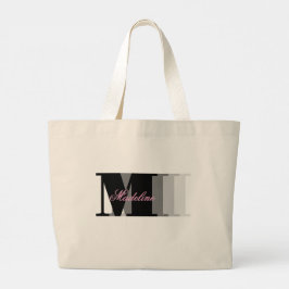 Bolso De Tela Gigante Sombras de la tipografía monográfica negra manuscr