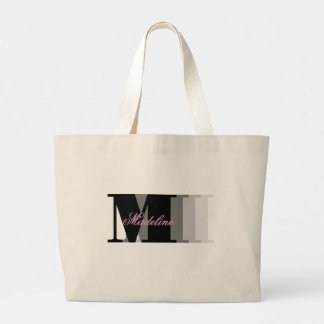 Bolso De Tela Gigante Sombras de la tipografía monográfica negra manuscr