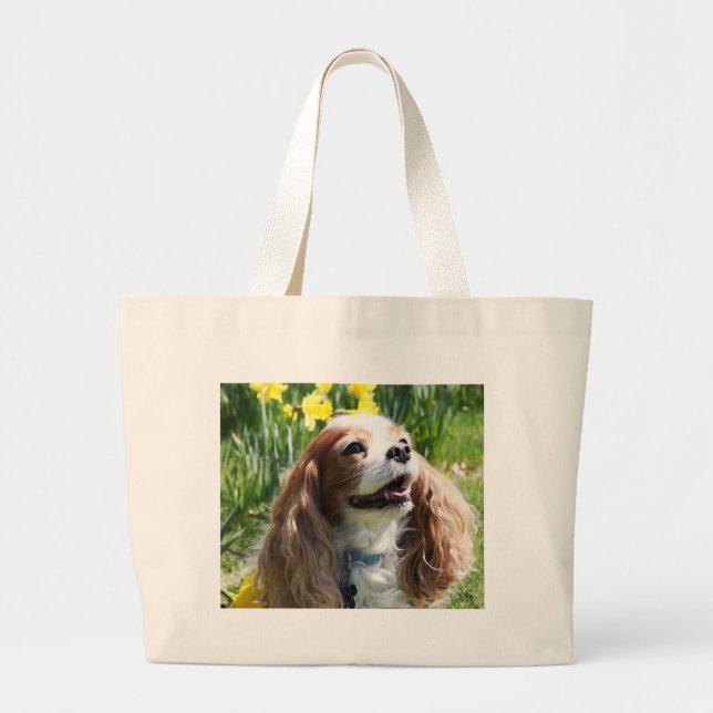 Bolso De Tela Gigante Sonriente Blenheim Cavalier King Charles Spaniel (Frente)