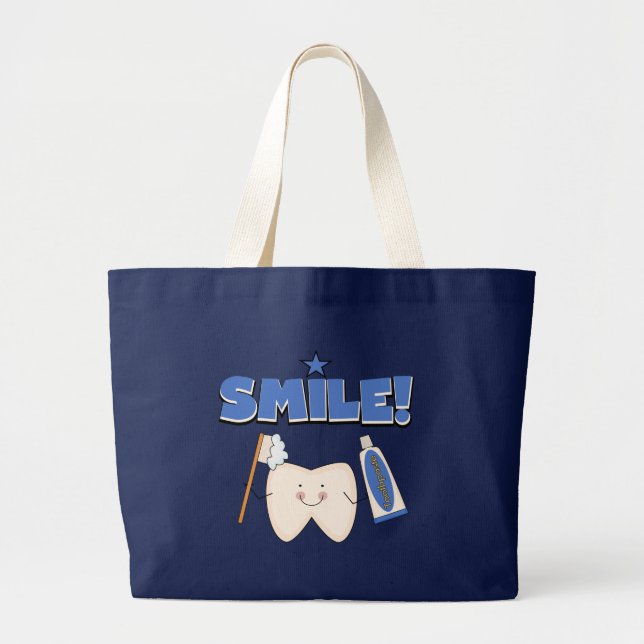 Bolso De Tela Gigante SONRISA - camisetas y regalos del diente (Frente)