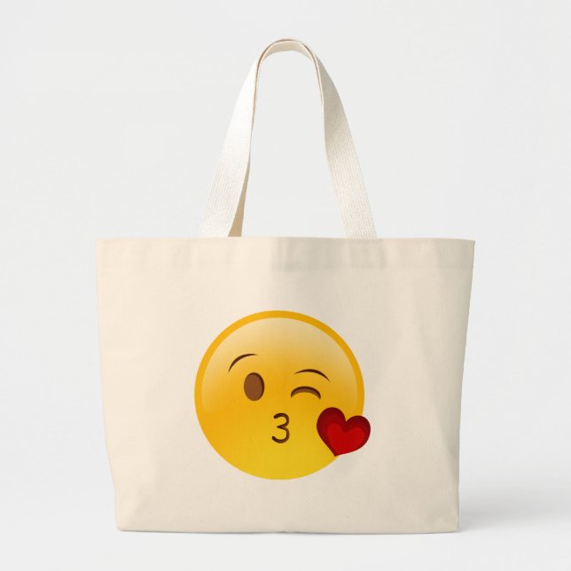 Bolso De Tela Gigante Sople a un pegatina de la emoji del beso (Frente)