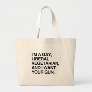 Bolso De Tela Gigante Soy un vegetariano gay, liberal