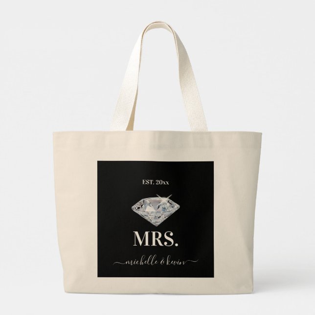 Bolso De Tela Gigante Sr. y la Sra. Boda Black & White (Reverso)