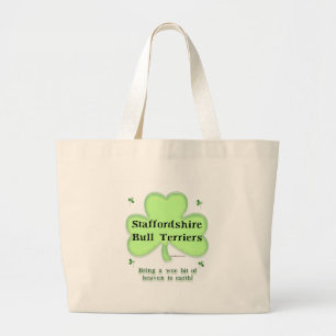 Bolso De Tela Gigante Staffy Heaven; Staffordshire St. Patrick's day