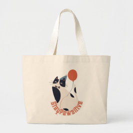 Bolso De Tela Gigante Stay Pawsitive Jumbo Tuxedo Cat Birthday Party 