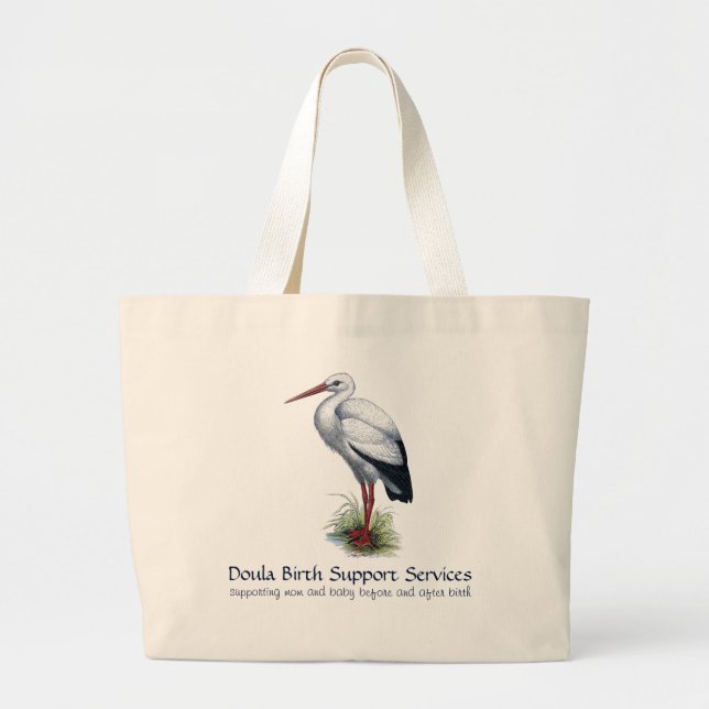 Bolso De Tela Gigante Stork Doula O Promoción De Parteras (Frente)