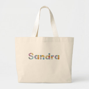 Bolso De Tela Gigante Su nombre en letras artísticas florales / Sandra