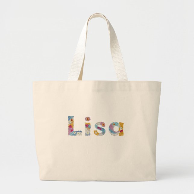Bolso De Tela Gigante Su nombre en letras florales artísticas / Lisa (Frente)