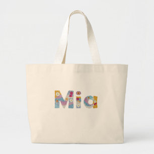 Bolso De Tela Gigante Su nombre en letras florales artísticas / Mia