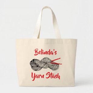 Bolso De Tela Gigante (Su nombre) Yarn Stash para crochet personalizado