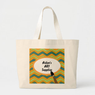 Bolso De Tela Gigante Suministros de Arte Personalizados Zigzags Pintado