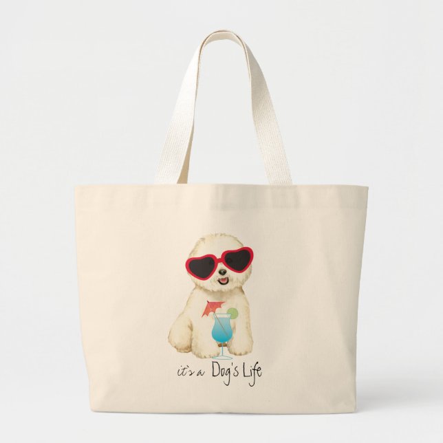 Bolso De Tela Gigante Summer Bichon Frise (Frente)