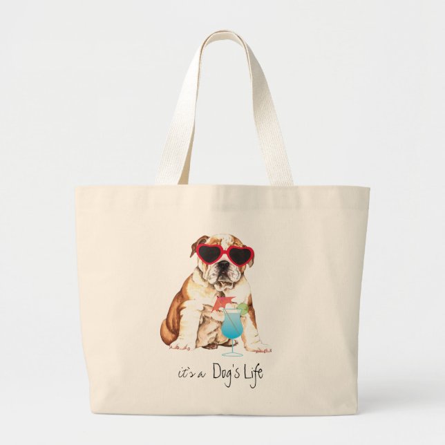 Bolso De Tela Gigante Summer Bulldog (Frente)