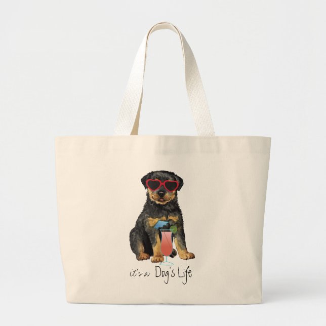 Bolso De Tela Gigante Summer Rottweiler (Frente)