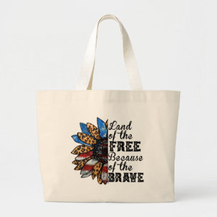 Bolso De Tela Gigante Sunflower Land of the Free Because of the Brave