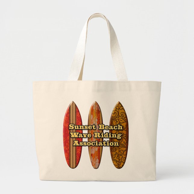 Bolso De Tela Gigante Sunset Beach Hawaiian Surfboards Wave Riders Totes (Frente)