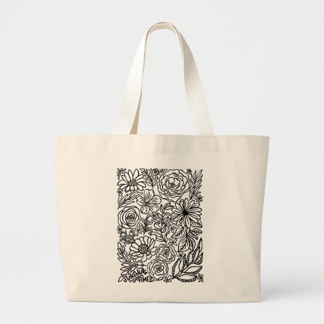 Bolso De Tela Gigante Sunshine Good Times Flower Tote ilustrado (Frente)