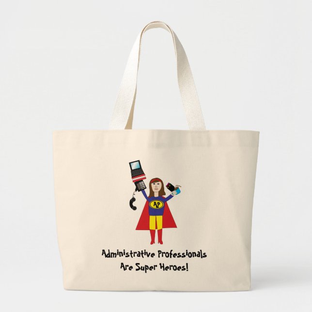 Bolso De Tela Gigante Superhéroe administrativo profesional (Brunette) (Frente)