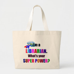 Bolso De Tela Gigante Superhéroe bibliotecario - Diseño de texto en negr