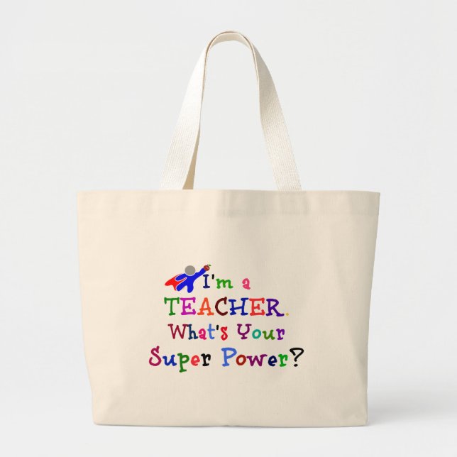 Bolso De Tela Gigante Superhéroe docente (Frente)