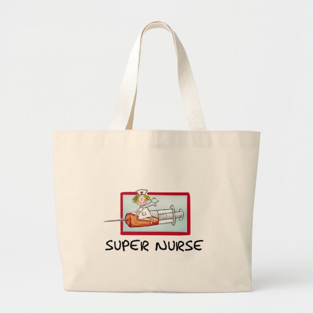 Bolso De Tela Gigante supernurse - enfermera chistosa del dibujo animado (Frente)