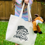 Bolso De Tela Gigante Support Local Creatives Handlettered<br><div class="desc">The creative community loves coming together and supporting one another. Whether your a part of this group or not, you can show your appreciation for creatives with this fun hand lettered tote. Even add your city name below to further customize! Design reads “Support your local creatives” with a flag across...</div>