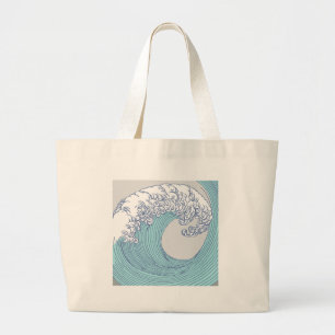 Bolso De Tela Gigante Surf asiático japonés ondea arte oceánico