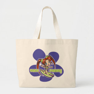Bolso De Tela Gigante Surf Bunny Surfer Chica Personalizado