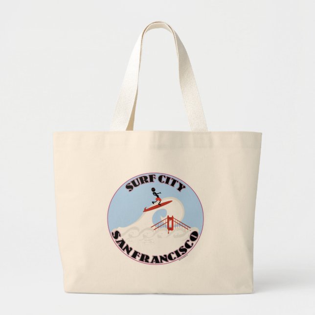Bolso De Tela Gigante Surf City San Francisco Funny Travel Personalizado (Frente)
