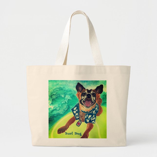 Bolso De Tela Gigante Surf Dog (Frente)