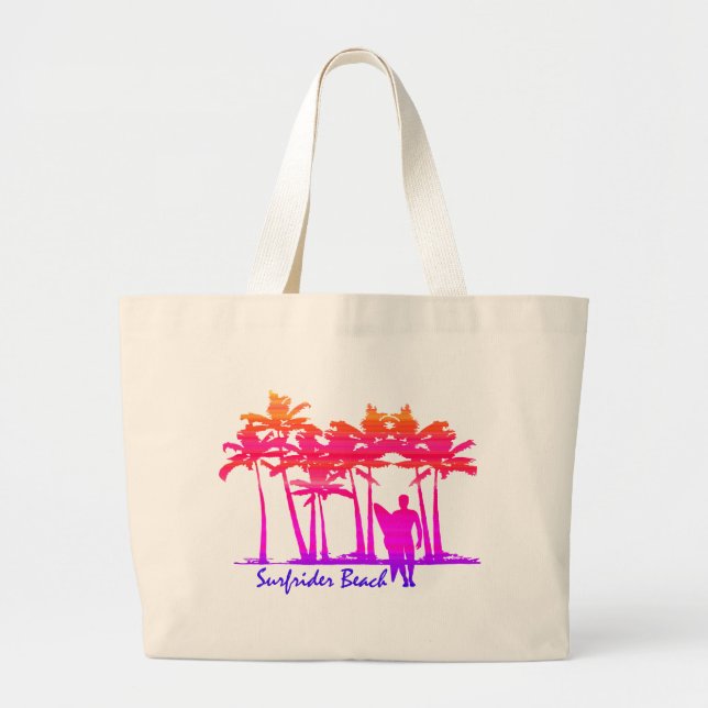 Bolso De Tela Gigante Surfrider Beach Hawaii Palm Tree Blend (Frente)
