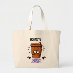 Bolso De Tela Gigante "Survive Monday. BREWED to…" Coffee Mug – Fun Desi