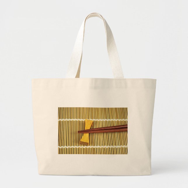 Bolso De Tela Gigante Sushi Chopsticks Sensei Masters Wood Bamboo (Frente)